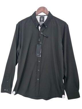 Fried Denim Button Down Shirt Mens XL Black Stretch Performance Long Sleeve NWT